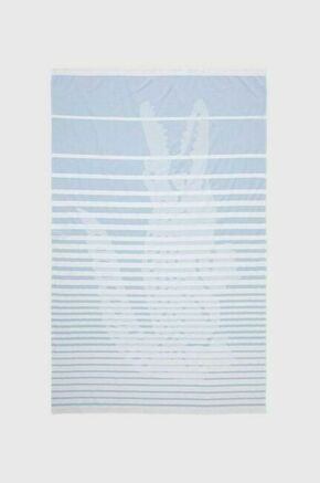 Brisača Lacoste L Ebastan Bonnie 100 x 160 cm - modra. Brisača iz kolekcije Lacoste. Model izdelan iz vzorčaste tkanine.