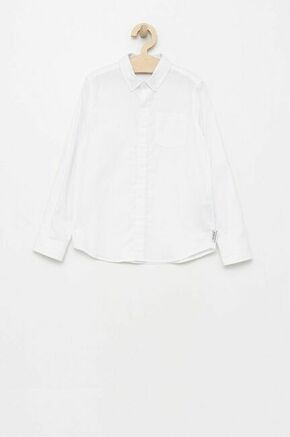 Otroška bombažna srajca Guess bela barva - bela. Otroška srajca iz kolekcije Guess. Model izdelan iz enobarvne tkanine.