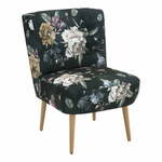 Temno moder cvetlični fotelj Max Winzer Fiona