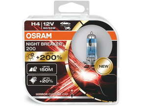 OSRAM žarnica 64193NB200-HCB DUO-Pack 12V 60/55W H4 P43t Night Breaker 200 (2 x H4) par + 200%