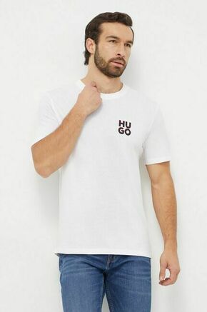 Bombažna kratka majica HUGO 2-pack bela barva - bela. Lahkotna kratka majica iz kolekcije HUGO. Model izdelan iz tanke
