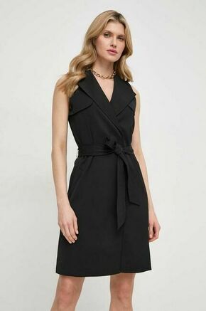 Obleka Guess črna barva - črna. Obleka iz kolekcije Guess. Model izdelan iz enobarvne tkanine. Poliester zagotavlja večjo odpornost na gubanje.