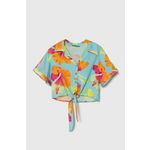 Otroška srajca Pinko Up turkizna barva - turkizna. Otroški srajca iz kolekcije Pinko Up, izdelana iz vzorčaste tkanine. Model iz izjemno udobne, zračne tkanine.
