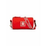 Torbica Tommy Hilfiger rdeča barva, AW0AW15979 - rdeča. Majhna torbica iz kolekcije Tommy Hilfiger. Model na zapenjanje, izdelan iz tekstilnega materiala.