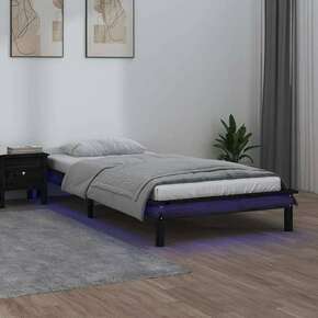 VidaXL LED posteljni okvir črn 100x200 cm trden les
