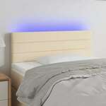 Greatstore LED posteljno vzglavje krem 100x5x78/88 cm blago