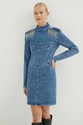 Jeans obleka Gestuz - modra. Obleka iz kolekcije Gestuz. Model izdelan iz jeansa. Lahkoten elastičen material zagotavlja popolno svobodo gibanja.