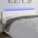 Greatstore LED posteljno vzglavje belo 180x5x78/88 cm umetno usnje