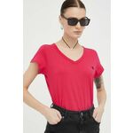 Bombažna kratka majica G-Star Raw ženski, roza barva - roza. Kratka majica iz kolekcije G-Star Raw, izdelana iz elastične pletenine. Model iz izjemno udobne bombažne tkanine.
