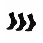 Set 3 parov ženskih visokih nogavic Tommy Hilfiger 701220262 Black 002
