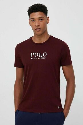 Bombažen pižama t-shirt Polo Ralph Lauren bordo barva - bordo. Pižama majica iz kolekcije Polo Ralph Lauren. Model izdelan iz elastične pletenine. Izjemno udobna tkanina z visoko vsebnostjo bombaža.