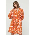 Obleka s primesjo svile Marella oranžna barva - oranžna. Lahkotna obleka iz kolekcije Marella. Raven model, izdelan iz vzorčaste tkanine. Lahek material, namenjen za toplejše letne čase.