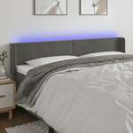 vidaXL LED posteljno vzglavje temno sivo 183x16x78/88 cm žamet