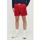 Kratke hlače iz rebrastega žameta Polo Ralph Lauren rdeča barva - rdeča. Kratke hlače iz kolekcije Polo Ralph Lauren. Model izdelan iz enobarvnega materiala. Model iz tkanine, ki je izjemno prijetna na otip.