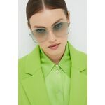 Sončna očala Gucci ženski, srebrna barva - zelena. Sončna očala iz kolekcije Gucci. Model s toniranimi stekli in okvirji iz kovine. Ima filter UV 400.