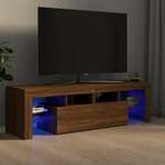 shumee TV omarica z LED lučkami rjav hrast 140x36,5x40 cm