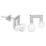 JwL Luxury Pearls Srebrni uhani Nota s pravim biserom in cirkoni JL0414 srebro 925/1000