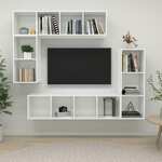 shumee Komplet TV omaric 4-delni visok sijaj bel inženirski les