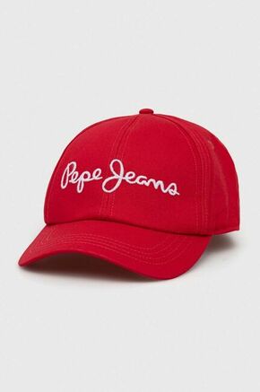 Bombažna bejzbolska kapa Pepe Jeans Wally rdeča barva - rdeča. Kapa s šiltom vrste baseball iz kolekcije Pepe Jeans. Model izdelan iz tkanine z nalepko.