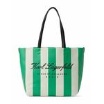Torbica Karl Lagerfeld zelena barva - zelena. Velika nakupovalna torbica iz kolekcije Karl Lagerfeld. Model na zapenjanje, izdelan iz tekstilnega materiala.