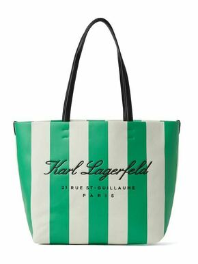 Torbica Karl Lagerfeld zelena barva - zelena. Velika nakupovalna torbica iz kolekcije Karl Lagerfeld. Model na zapenjanje