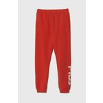 Otroške hlače Fila siva barva - rdeča. Otroški hlače iz kolekcije Fila. Model izdelan iz rahlo elastične pletenine.