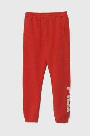 Otroške hlače Fila siva barva - rdeča. Otroški hlače iz kolekcije Fila. Model izdelan iz rahlo elastične pletenine.