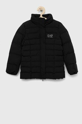 Otroška jakna EA7 Emporio Armani črna barva - črna. Otroška Jakna iz kolekcije EA7 Emporio Armani. Delno podloženi model izdelan iz enobarvnega materiala.