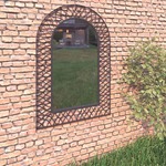 vidaXL Vrtno stensko ogledalo zaobljeno 50x80 cm črne barve