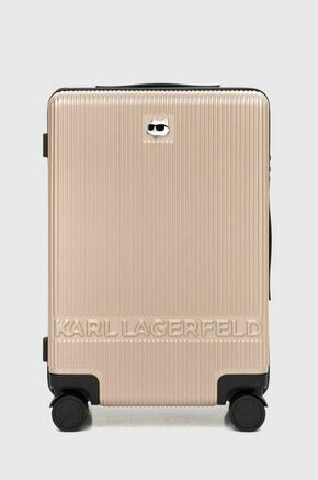 Kovček Karl Lagerfeld bež barva - bež. Kovček iz kolekcije Karl Lagerfeld. Model izdelan iz polikarbonata.