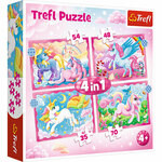 Trefl Puzzle 4v1 - Jednorožci a kúzla