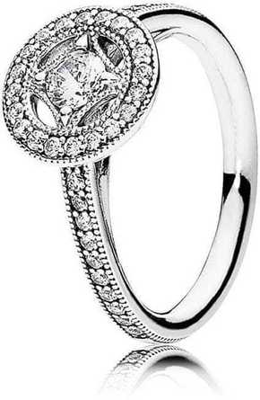 Pandora Luksuzen peneče srebrn prstan 191006CZ (Obseg 50 mm) srebro 925/1000