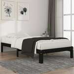 shumee Okvir za posteljo, črna barva, masivni borov les, 100 x 200 cm
