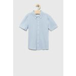 Bombažna srajca Abercrombie &amp; Fitch - modra. Otroški srajca iz kolekcije Abercrombie &amp; Fitch, izdelana iz elastične pletenine. Model iz mehke in na otip prijetne tkanine.