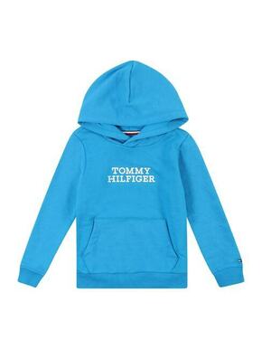 Otroški pulover Tommy Hilfiger s kapuco - modra. Otroški pulover s kapuco iz kolekcije Tommy Hilfiger