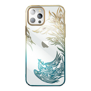 Slomart Luksuzni ovitek za iPhone 14 plus s kristali kingxbar phoenix - zlato-modri