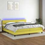 Greatstore Box spring postelja z vzmetnico LED zelena 200x200 cm blago