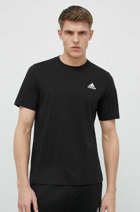 Bombažna kratka majica adidas črna barva - črna. Kratka majica iz kolekcije adidas. Model izdelan iz elastične pletenine. Visokokakovosten material