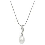 JwL Luxury Pearls Srebrna ogrlica z biserjem in cirkoni JL0200 (veriga, obesek) srebro 925/1000