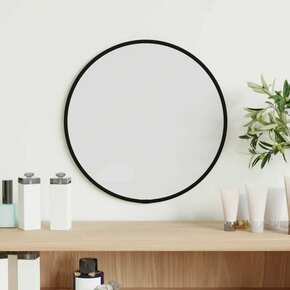 VidaXL Stensko ogledalo črno Ø 30 cm okroglo