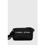 Torbica Tommy Jeans črna barva - črna. Majhna torbica iz kolekcije Tommy Jeans. Model na zapenjanje, izdelan iz tekstilnega materiala. Lahek in udoben model, idealen za vsakodnevno nošenje.