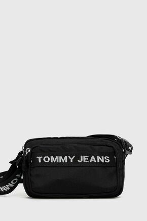 Torbica Tommy Jeans črna barva - črna. Majhna torbica iz kolekcije Tommy Jeans. Model na zapenjanje
