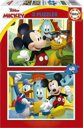 WEBHIDDENBRAND EDUCA Puzzle Mickey Mouse: zabaviščni park 2x48 kosov