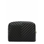 Kozmetična torbica Guess črna barva - črna. Velika kozmetična torbica iz kolekcije Guess. Model izdelan iz ekološkega usnja.