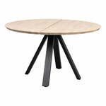 Okrogla jedilna miza s hrastovo mizno ploščo v naravni barvi ø 130 cm Carradale – Rowico