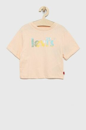 Levi's bombažna otroška majica - roza. T-shirt iz zbirke Levi's. Model narejen iz tanka