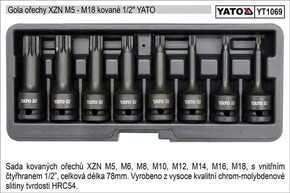 YATO Komplet vtičnih glav XZN iz 8 kovanih M5-M18 Yato