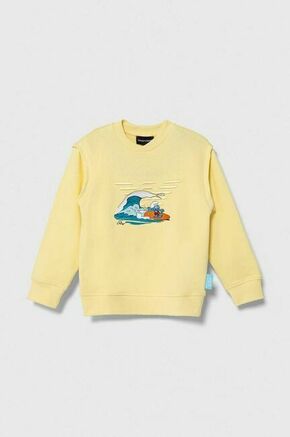 Otroški bombažen pulover Emporio Armani x The Smurfs rumena barva - rumena. Otroški pulover iz kolekcije Emporio Armani