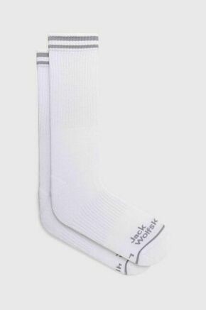 Nogavice Jack Wolfskin 2-pack bela barva - bela. Visoke nogavice iz kolekcije Jack Wolfskin. Model izdelan iz elastičnega