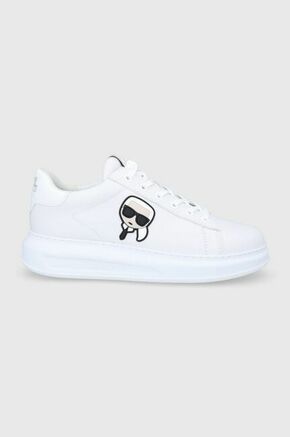 Usnjeni čevlji Karl Lagerfeld Kapri Mens bela barva - bela. Čevlji iz kolekcije Karl Lagerfeld. Model izdelan iz naravnega usnja.